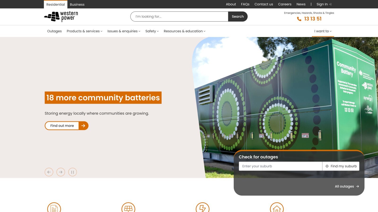 Western Power homepage: the public website rebuild