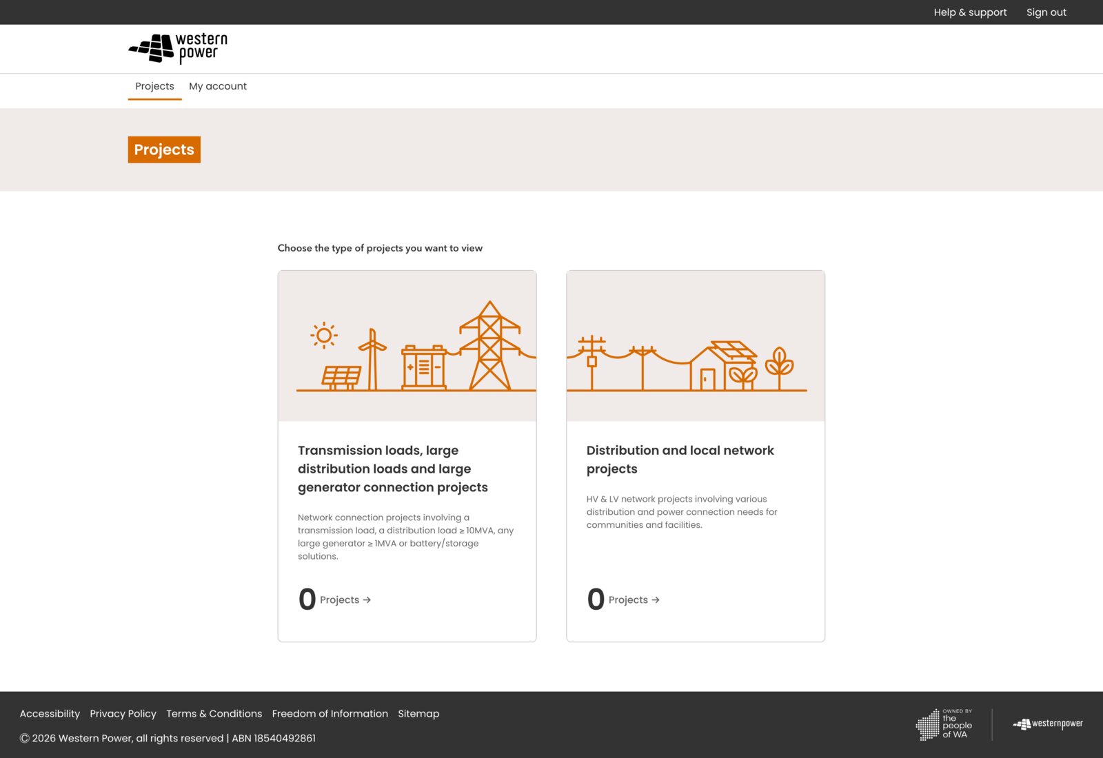 MyWP Projects: project type selection
