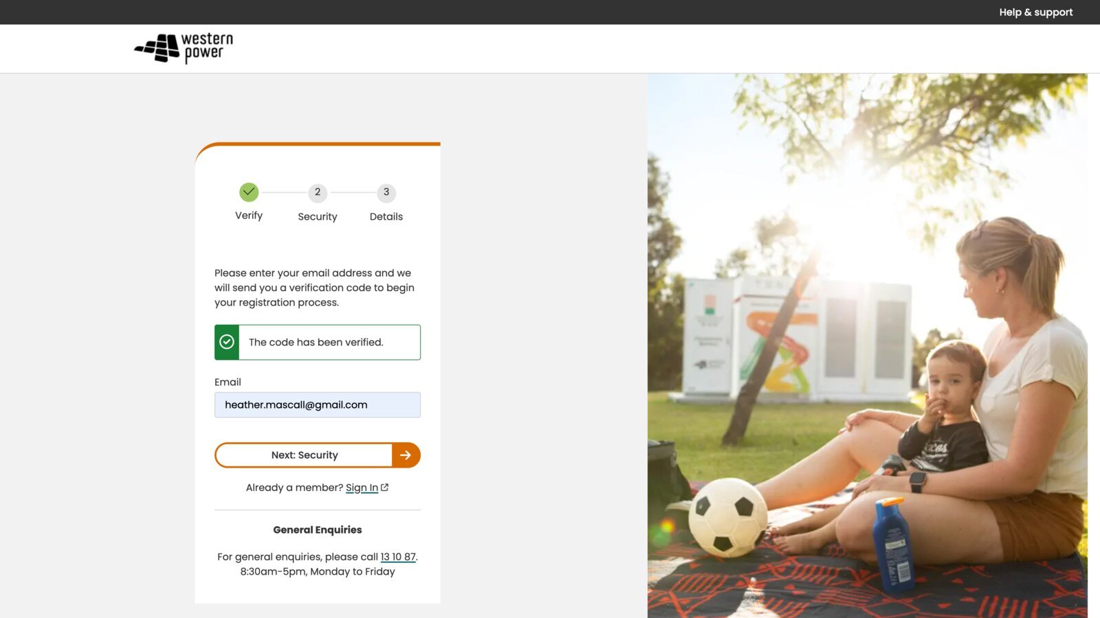MyWP registration step 3: verified